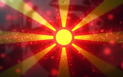 abstrakte flagge nordmazedoniens, kreativ, nahaufnahme, tag nordmazedoniens, bokeh, flagge von nordmazedonien, mazedonische flagge, flagge nordmazedoniens, kreative kunst, nordmazedonien