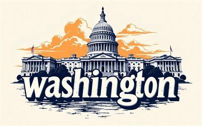 United States Capitol, Washington, 4k, United States Capitol art, vector art, Capitol, USA, T-shirt art, Capitol Building, Washington Landmark, drawings, Washington art