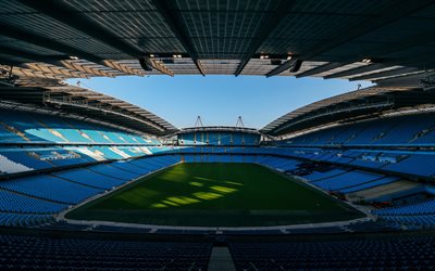 estadio de la ciudad de manchester, 4k, vista interior, estadio del manchester city fc, estadio etihad, campo de futbol, se encuentra, manchester city fc, estadio de fútbol inglés, ciudad de manchester, inglaterra