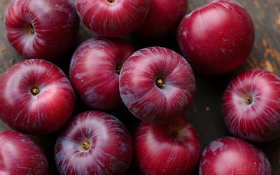 ciruelas maduras, 4k, frutas, ciruelas premium, ciruelas grandes, montaña de ciruelas, frutas maduras, ciruelas