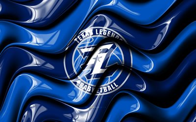 logotipo 3d de leyendas de texas, 4k, ondas azules 3d, liga nba g, baloncesto, bandera de leyendas de texas, logotipo de leyendas de texas, emblema de las leyendas de texas, equipo de baloncesto americano, leyendas de texas