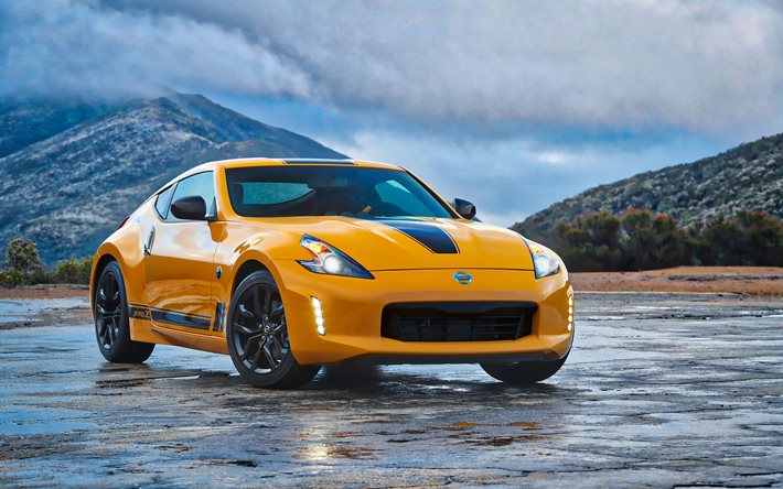 nissan 370z heritage edition, 2018 autot, viritys, keltainen 370z, urheiluautot, nissan