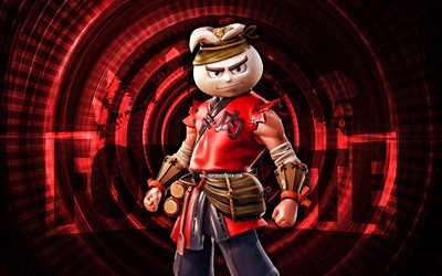 bao bros fortnite, 4k, 赤いスパイラルの背景, fortnite, クリエイティブ, バオブロススキン, fortnite bao bros skin, bao bros, fortniteキャラクター