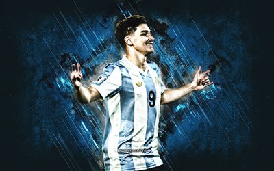 julian álvarez, equipo de fútbol nacional de argentina, fondo de piedra azul, jugador de fútbol argentino, arte grune, argentina, fútbol americano, julian álvarez argentina