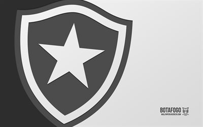 botafogo  logotyp, 4k, vit bakgrund, kolkonst, botafogo emblem, brasiliansk fotbollsklubb, brasiliansk serie a, brasilien, botafogo, fotboll, botafogo fc, botafogo rj
