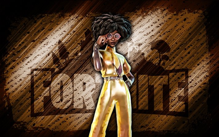 docteur doré slone fortnite, 4k, fond de diagonale brun, grunge, fortnite, œuvres d'art, peau de docteur doré, personnages fortnite, docteur doré slone, fortnite golden doctor slone skin
