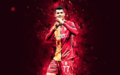 4k, alvaro morata, contexte abstrait violet, galatasaray fc, super lig, footballeurs espagnols, alvaro morata 4k, football, néons violets, galatasaray sk, alvaro morata galatasaray