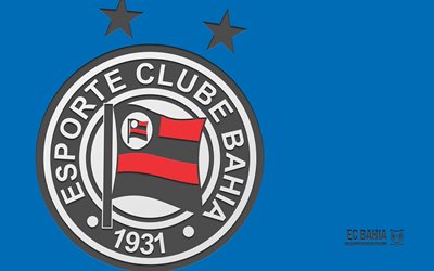Bahia logo, 4k, blue background, carbon art, Bahia emblem, Brazilian football club, Brazilian Serie A, Brazil, Bahia, football, Esporte Clube Bahia, Bahia EC