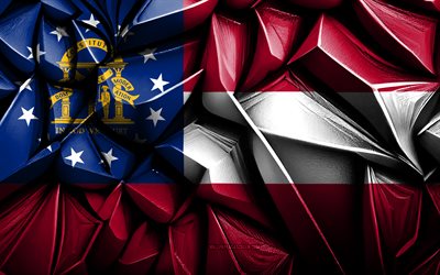 bandiera della georgia, 4k, texture creative 3d, bandiera 3d georgia, usa, 3d art, georgia, flag di stati americani, bandiera dello stato della georgia