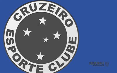 logotipo de cruzeiro, 4k, fondo azul, arte de carbono, emblema de cruzeiro, club de fútbol brasileño, serie brasileña a, brasil, cruzeiro, fútbol americano, cruzeiro esporte clube, cruzeiro ec