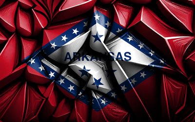 drapeau de l'arkansas, 4k, texture créative 3d, drapeau 3d de l'arkansas, usa, art 3d, arkansas, drapeau des états américains, drapeau de l'état de l'arkansas