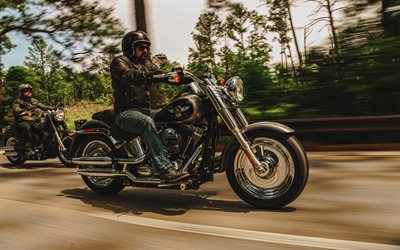 4k, harley davidson flstfb fat boy lo, blur de mouvement, superbikes, vélos 2016, motard, motos américaines, 2016 harley davidson flstfb fat boy lo, harley davidson