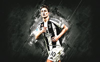 Kenan Yildiz, Juventus FC, Turkish football player, grunge art, white stone background, Serie A, Juve, Italy, Kenan Yildiz Juventus