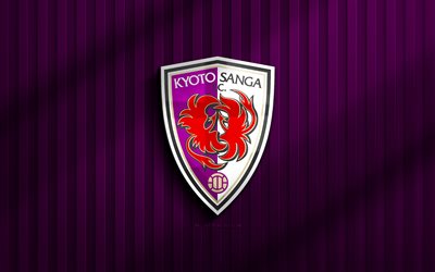 4k, kyoto sanga 3d  logo, j1  liga, lila 3d  hintergrund, fußball, kyoto sanga emblem, kyoto sanga logo, kyoto sanga, japanischer fußballverein, kyoto sanga fc