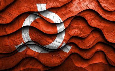 4k, fukushima bayrağı, japonya eyaleti, ahşap 3d dalgalar bayrakları, fukushima günü, japonya, fukushima ahşap bayrak, fukushima eyaleti, asya, japon eyaletleri, fukushima