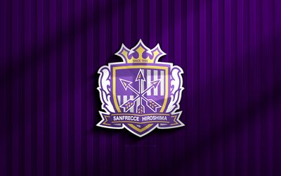 4k, sanfrecce hiroshima logo 3d, ligue j1, contexte 3d violet, football, emblème de sanfrecce hiroshima, logo sanfrecce hiroshima, sanfrecce hiroshima, club de football japonais, sanfrecce hiroshima fc