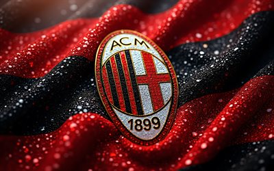 logotipo das joias do ac milan, 4k, clube de futebol italiano, fundo de gemas pretas vermelhas, logotipo do ac milan, sinal do ac milan, emblema do ac milan, série a, itália, futebol, ac milão