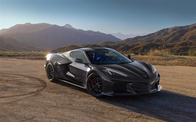 2027, chevrolet corvette grand sport x, 4k, vista frontal, exterior, chevrolet corbeta negro, tuning del chevrolet corvette, autos deportivos americanos, chevrolet corbeta, chevrolet