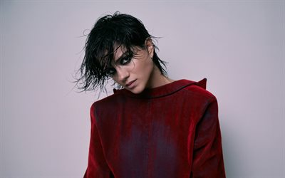 ساشا كالي, 4k, ممثلة أمريكية, إلتقاط صورة, فستان بورجوندي, نساء جميلات, عارضة الأزياء الأمريكية, جلسة تصوير لساشا كالي