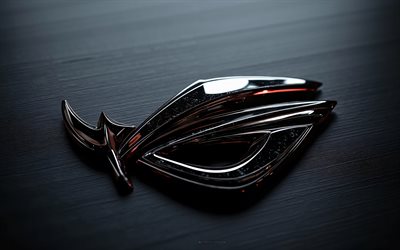 asus rog metalllogotyp, 4k, svart snygg bakgrund, asus rog emblem, asus rog svart stilren skylt, asus rog logotyp, svart bakgrund, asus rog, republic of gamers, rog logotyp, rog