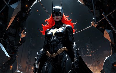 배트걸, 4k, 어두운 돌 인물, 어둠, 슈퍼 히어로, 마블 코믹스, 창의적인, 배트걸 아트, 팬 아트, 배트걸 4k