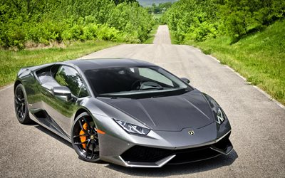 de la route, supercars, 2015, Lamborghini, Aventador, LP700-4, d'argent Lamborghini