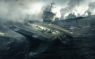 Battlefield 4, war, aircraft carrier, battle, sinking an aircraft carrier