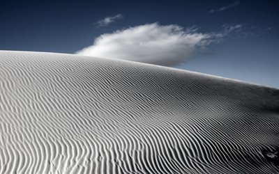 aavikko, valkoinen hiekka, aallot, hiekkadyynit