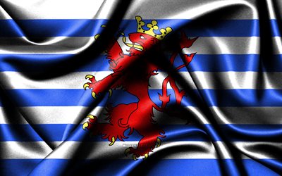 Luxembourg flag, 4K, Belgian provinces, fabric flags, Day of Luxembourg, flag of Luxembourg, wavy silk flags, Belgium, Provinces of Belgium, Luxembourg