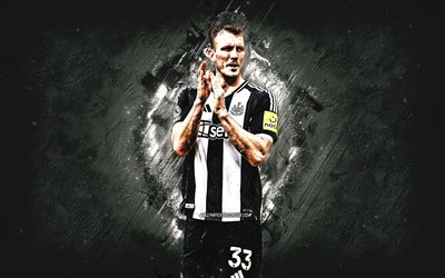 dan burn, newcastle united fc, calciatore inglese, sfondo di pietra bianca, grunge art, daniel johnson burn, premier league, inghilterra, calcio, dan burn newcastle united