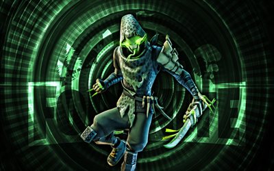 fortnite sklaxis, 4k, fundo em espiral verde, fortnite, criativo, pele de sklaxis, pele fortnite sklaxis, sklaxis, personagens fortnite