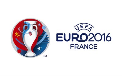 De l'UEFA, Championnat d'europe de 2016, le logo de l'Euro 2016, la France, fond blanc
