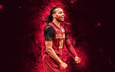 darius garland, 4k, néons violets, cavaliers de cleveland, nba, players de basket ball américains, darius garland 4k, basket ball, association nationale de basket ball, caves, darius garland cleveland cavaliers