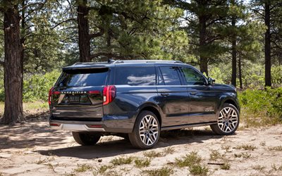 4k, ford expedition max, rückansicht, wald, 2025 autos, offroad, suvs, 2025 ford expedition max, amerikanische autos, ford