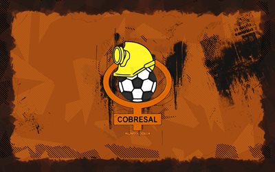 cd cobresal grunge 로고, 4k, liga de primera, 오렌지 그런지 배경, 축구, cd cobresal emblem, cd cobresal 로고, cd cobresal, 칠레 축구 클럽, cobresal fc