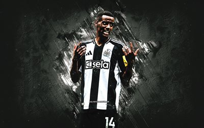 alexander isak, newcastle united fc, sfondo di pietra bianca, calciatore svedese, newcastle united, grunge art, premier league, inghilterra, calcio, alexander isak newcastle united
