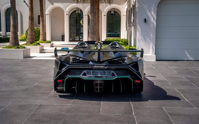 lamborghini veneno roadster, 4k, arrière vue, hypercar, extérieur, supercars de luxe, lamborghini veneno, voitures de sport italiennes, lamborghini