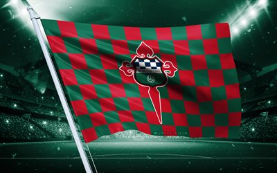 4k, racing de ferrol  logo, spanischer fußballverein, stadionflagge, racing de ferrol fans flagge, rotgrüne flagge, rennen de ferrol emblem, segunda, spanien, fußball, racing de ferrol