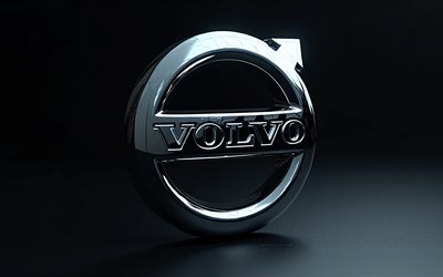 4k, logo volvo chrome, creativo, sfondo nero, minimalismo, volvo metal logo, opera d'arte, logo volvo 3d, logo volvo, marchi di auto, volvo
